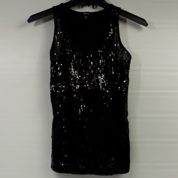 Express Tops - Express Black Sparkle Women's Tank Top Size XS